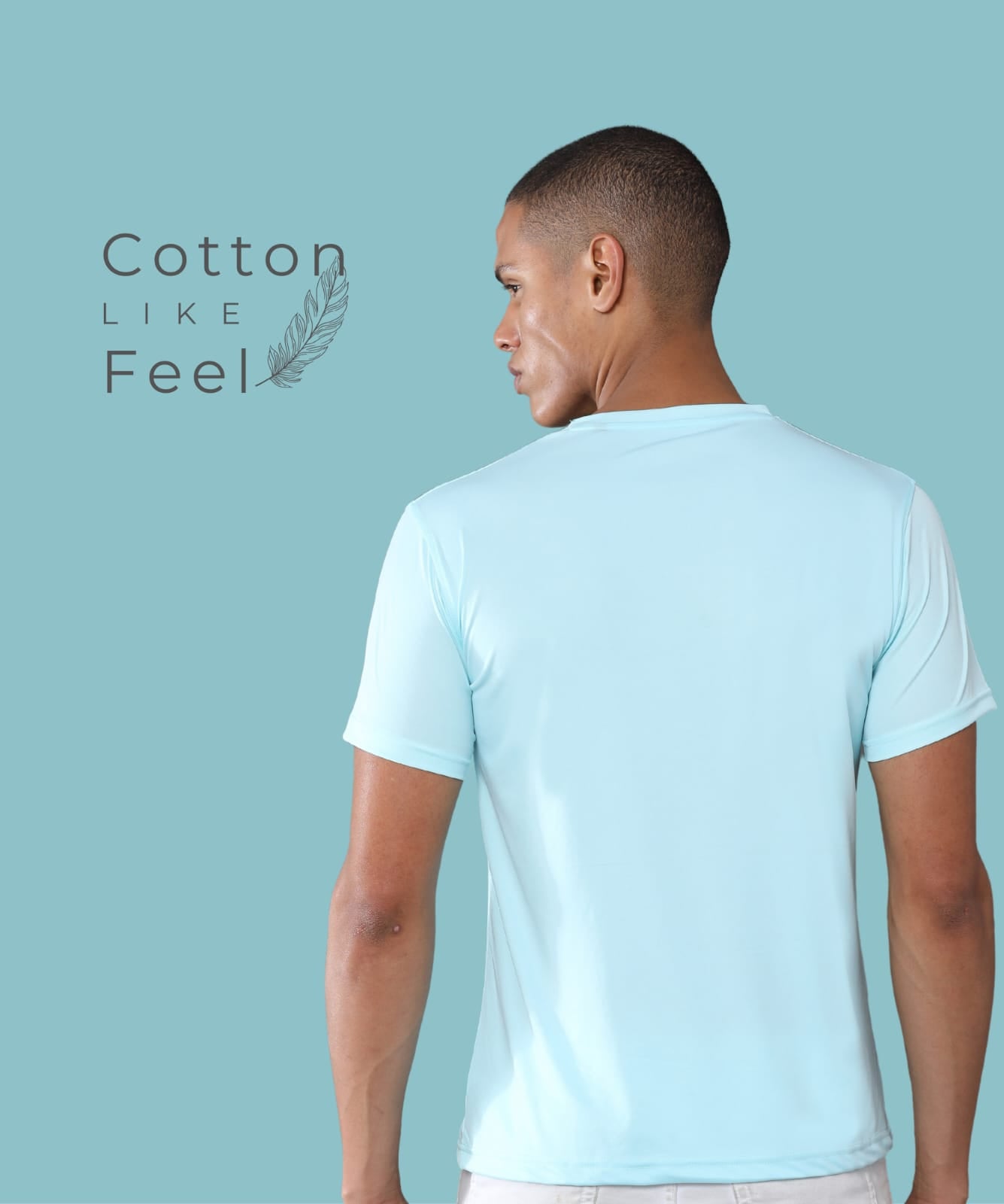 Mobilitee Mint Blue Crew Neck T-Shirt
