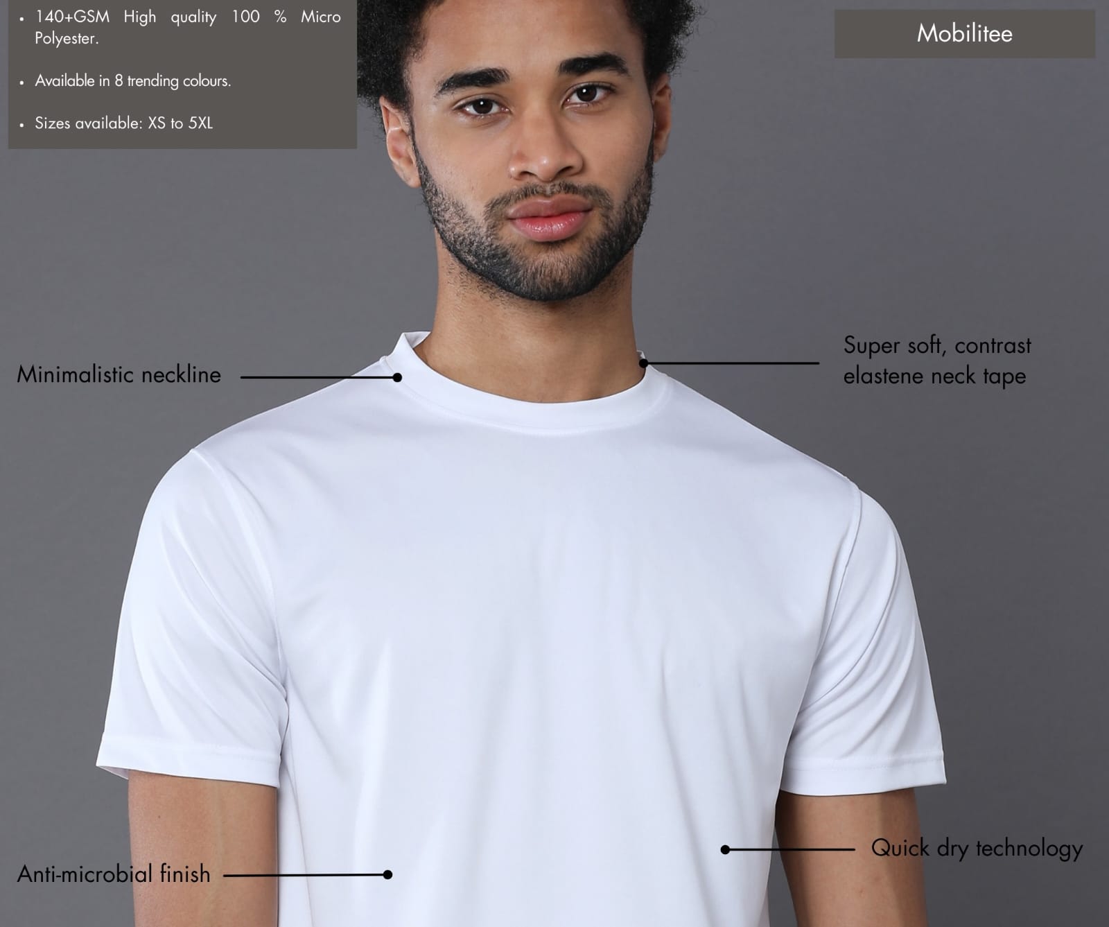 Mobilitee White Crew Neck T-Shirt
