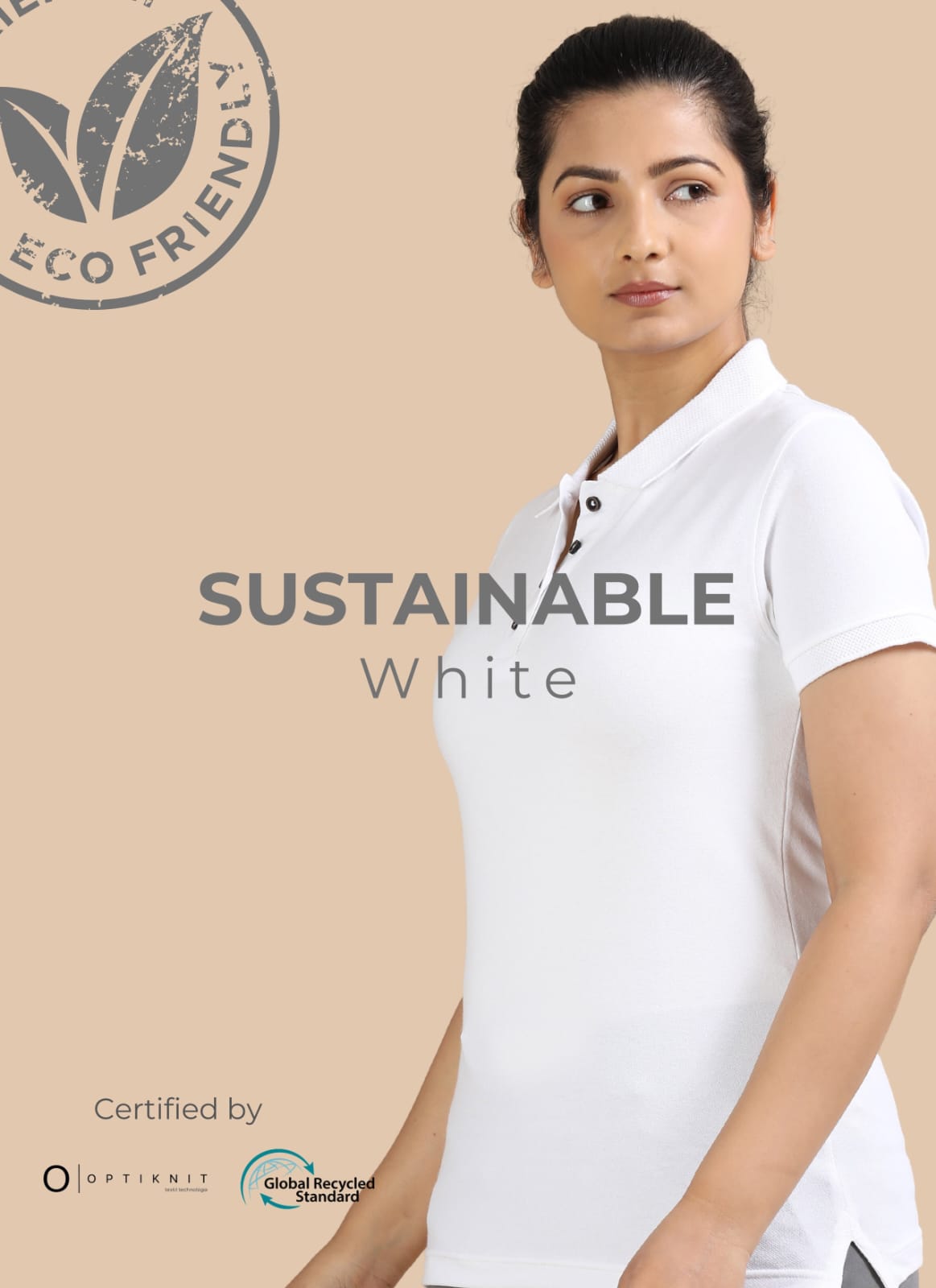 TDOM Women’s White Jacquard Polo T-Shirt