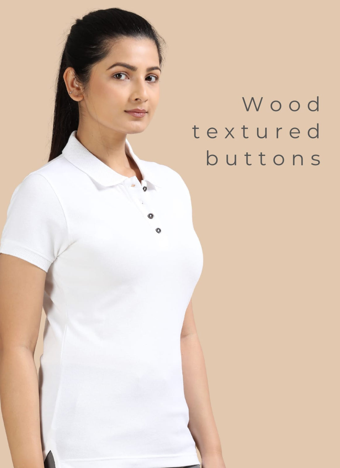 TDOM Women’s White Jacquard Polo T-Shirt