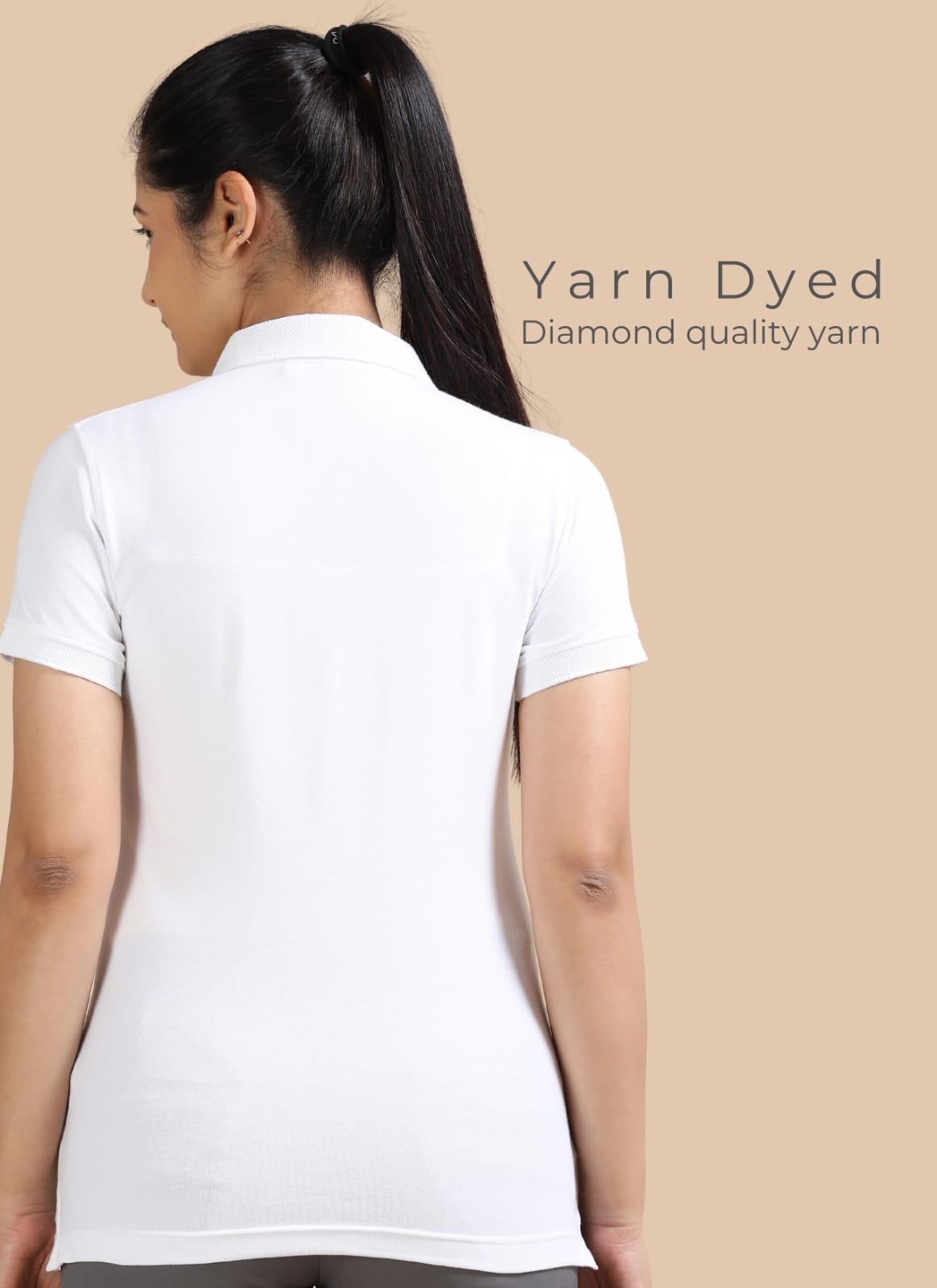 TDOM Women’s White Jacquard Polo T-Shirt