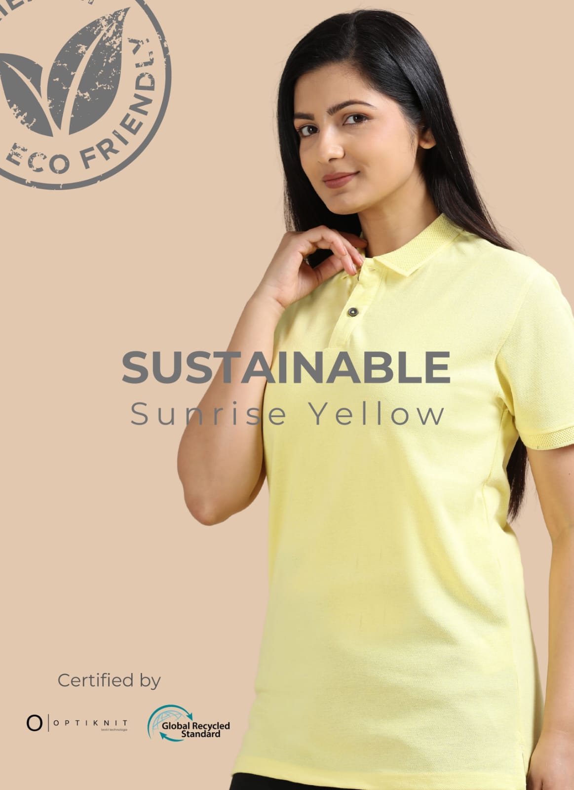 TDOM Women’s Sunrise Yellow Jacquard Polo T-Shirt