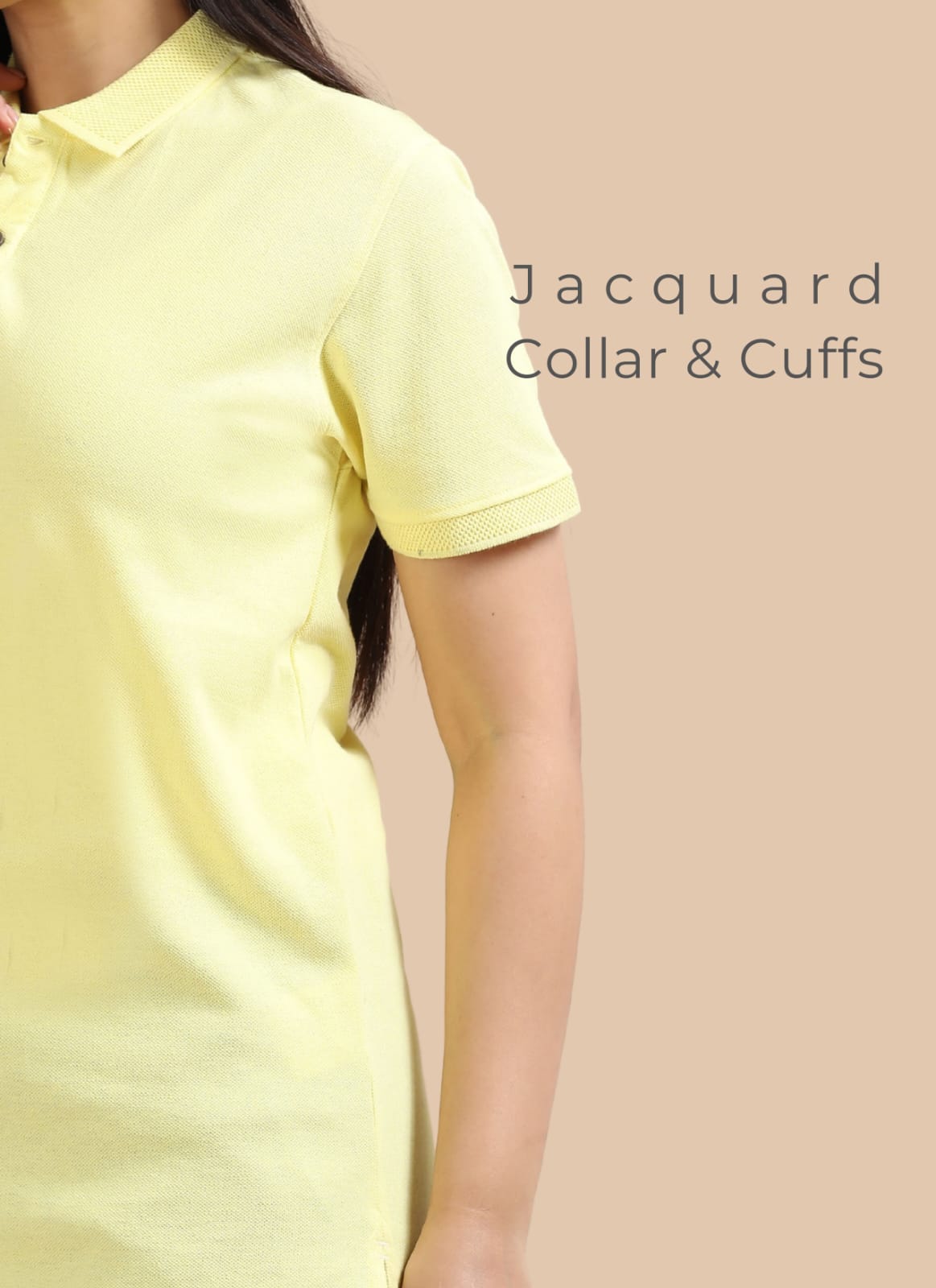 TDOM Women’s Sunrise Yellow Jacquard Polo T-Shirt