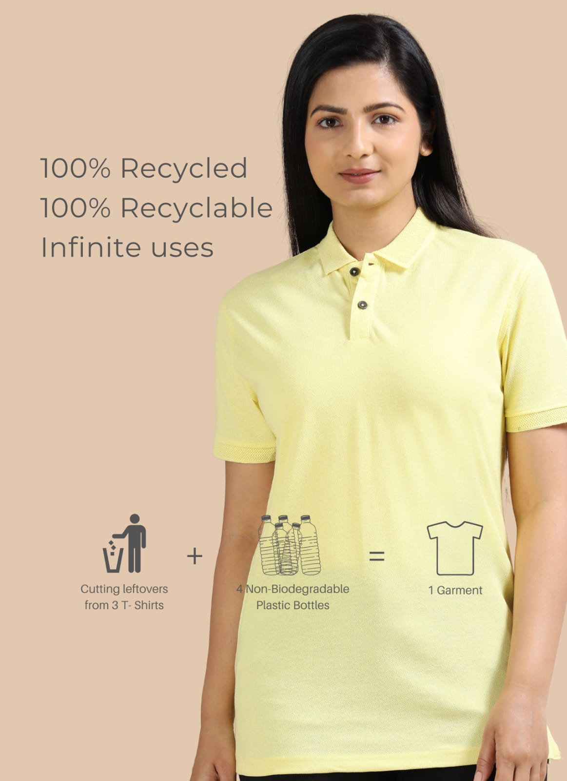 TDOM Women’s Sunrise Yellow Jacquard Polo T-Shirt