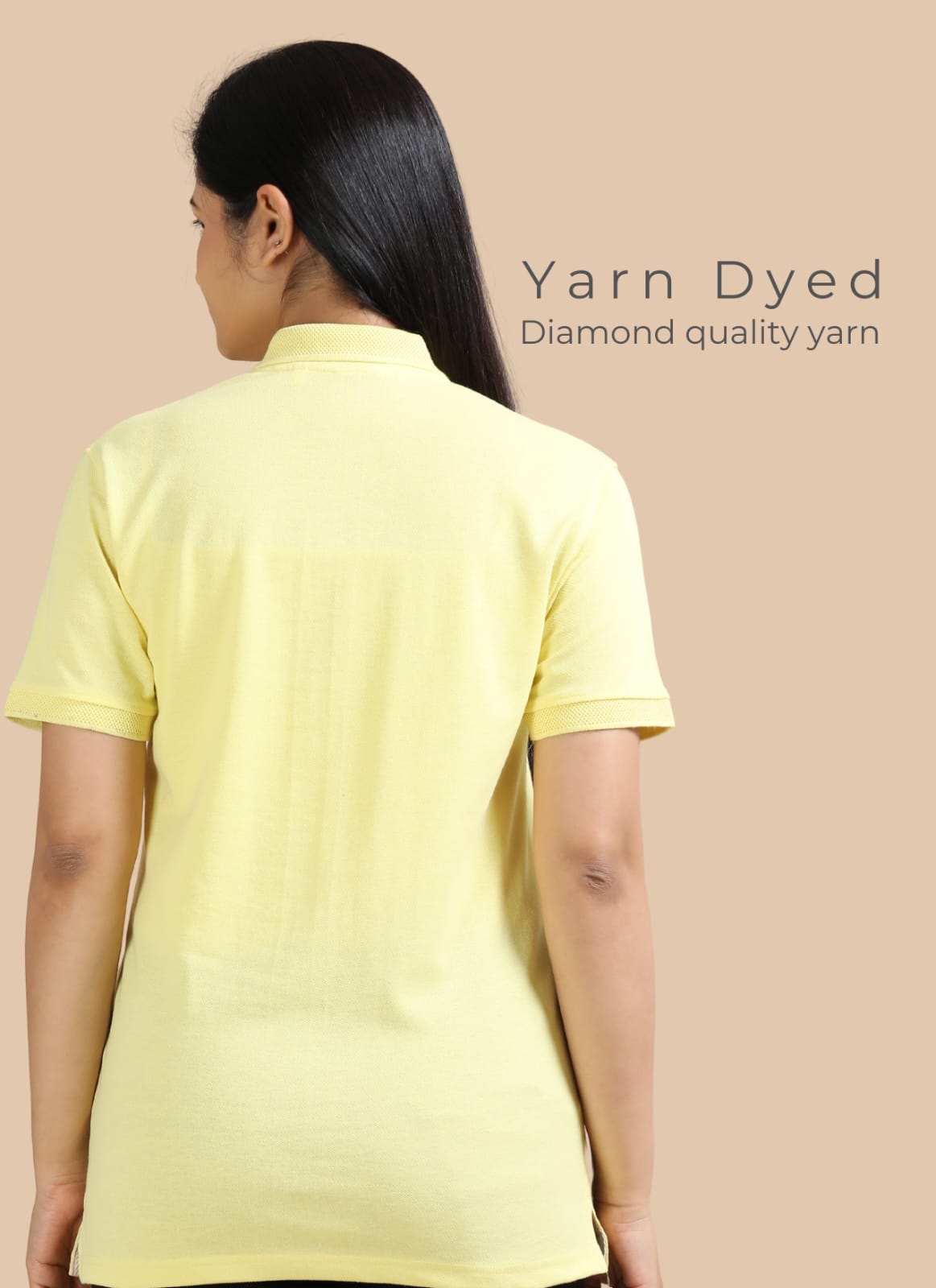 TDOM Women’s Sunrise Yellow Jacquard Polo T-Shirt