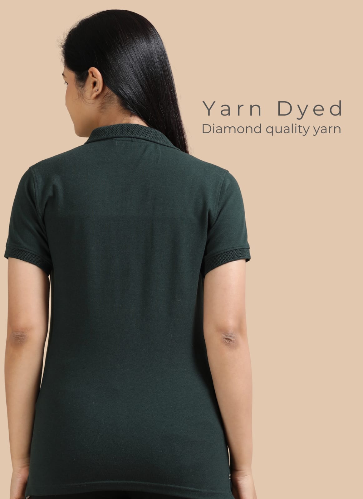 TDOM Women’s Forest Green Jacquard Polo T-Shirt