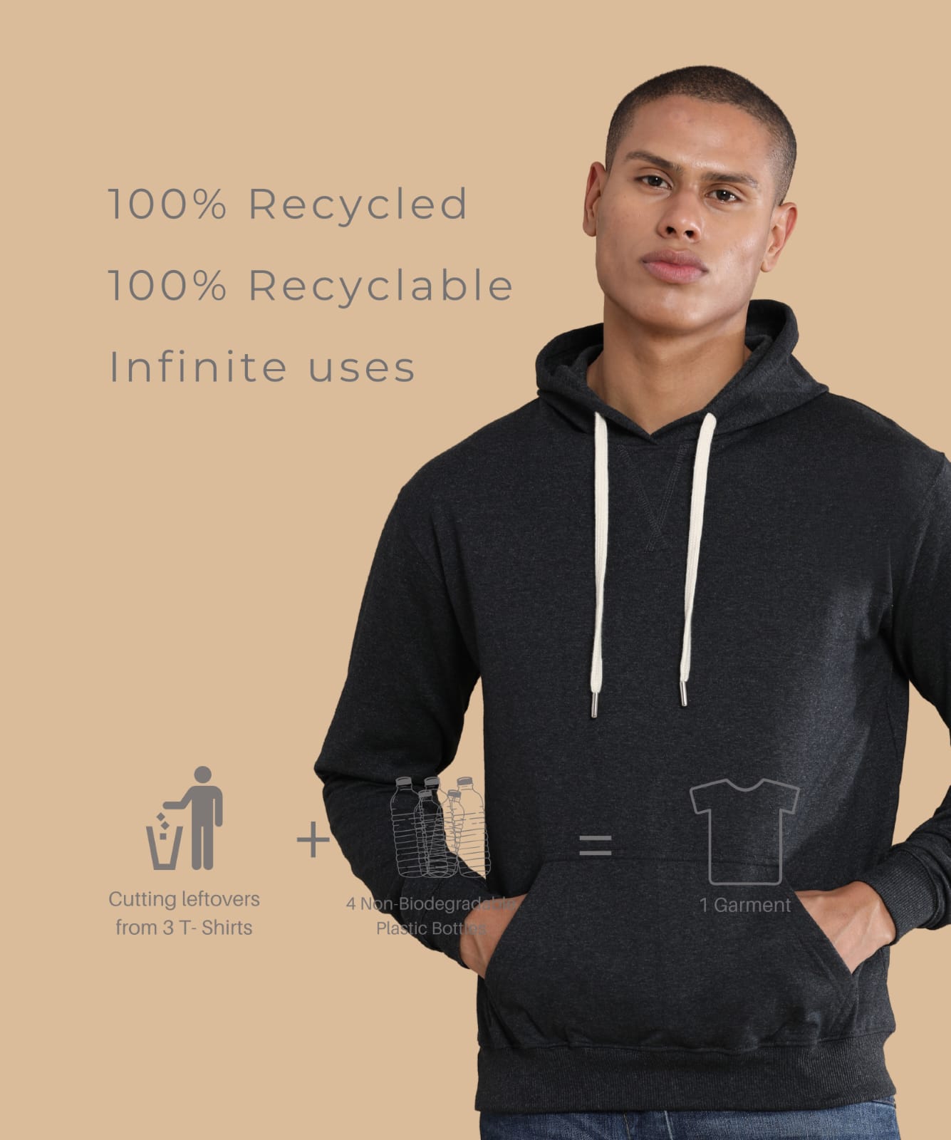 TDOM Men’s Classic Charcoal Melange Hoodie