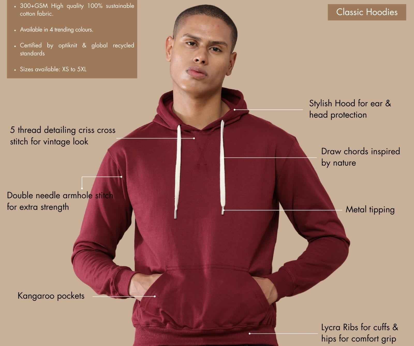 TDOM Men’s Classic French Wine Hoodie