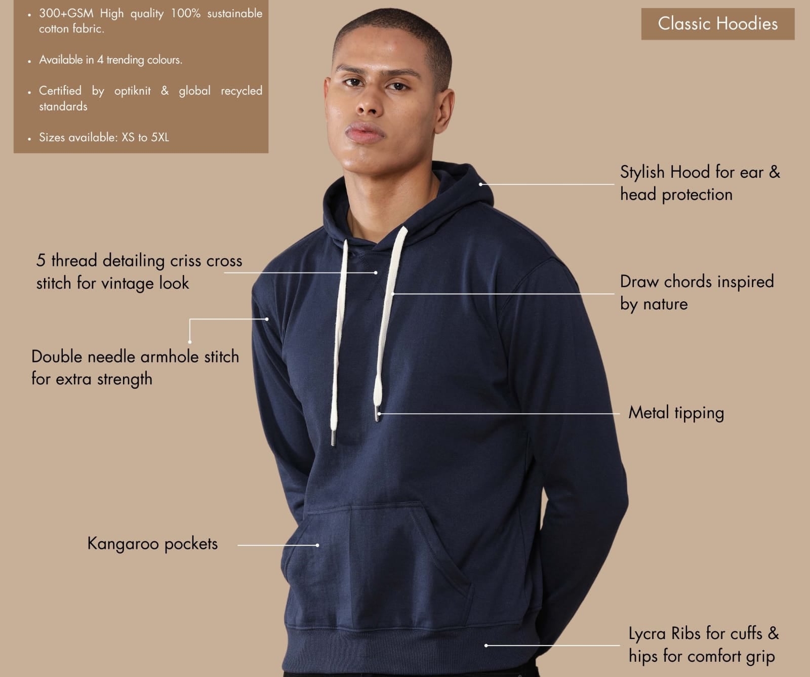 TDOM Men’s Classic Midnight Navy Hoodie