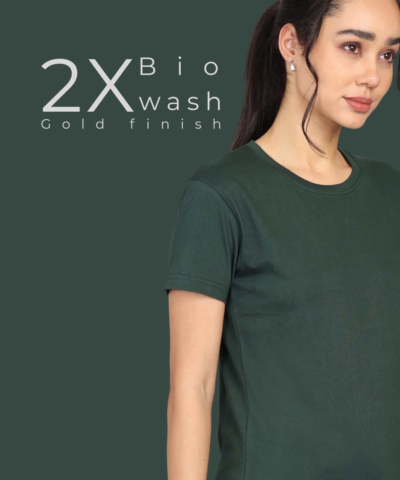TDOM Women’s Bottle Green Premium Crew Neck T-Shirt