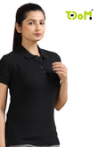 TDOM Women’s Classic Black Jacquard Polo T-Shirt