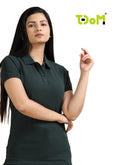 TDOM Women’s Forest Green Jacquard Polo T-Shirt