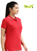 TDOM Women’s Heather Red Jacquard Polo T-Shirt