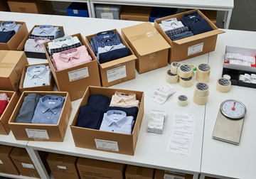 Bulk corporate shirts and trousers ready for delivery