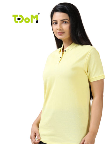 TDOM Women’s Sunrise Yellow Jacquard Polo T-Shirt