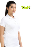 TDOM Women’s White Jacquard Polo T-Shirt