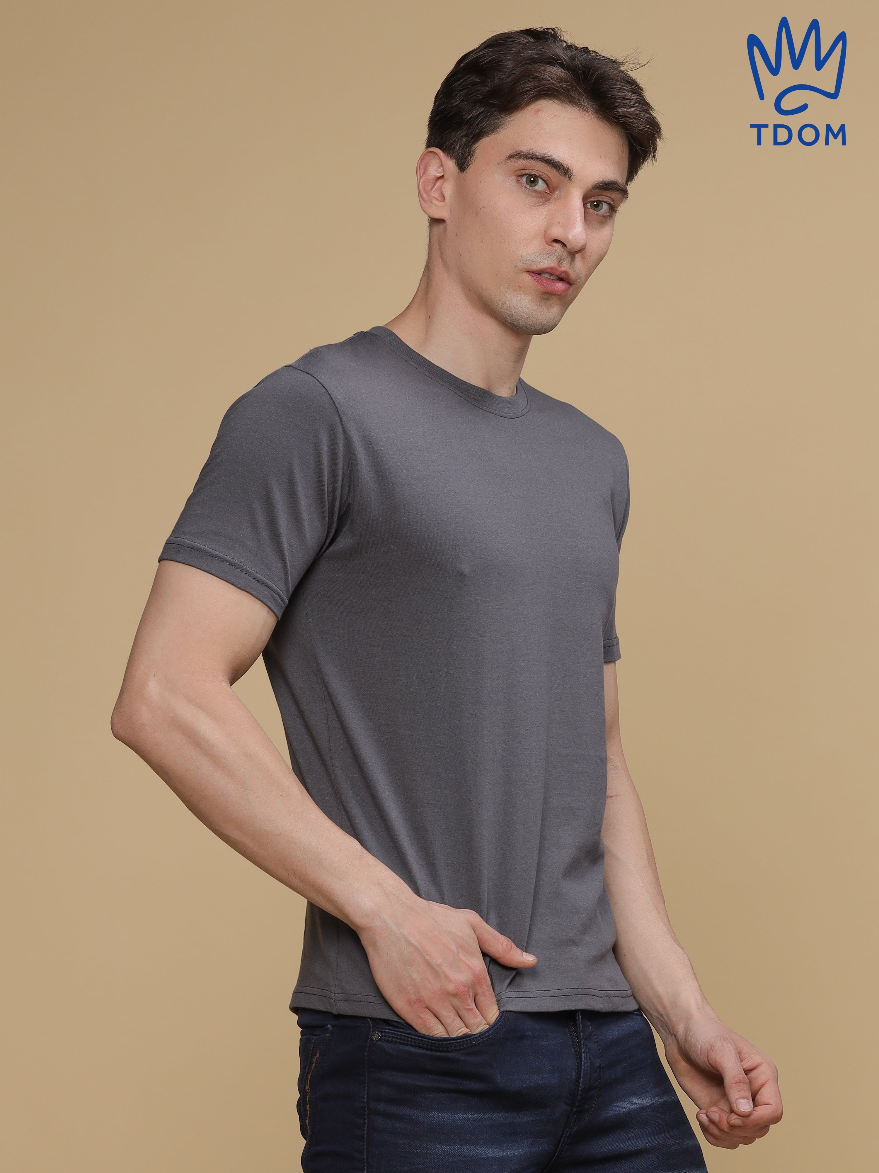 Charcoal Grey Round Neck Tshirt