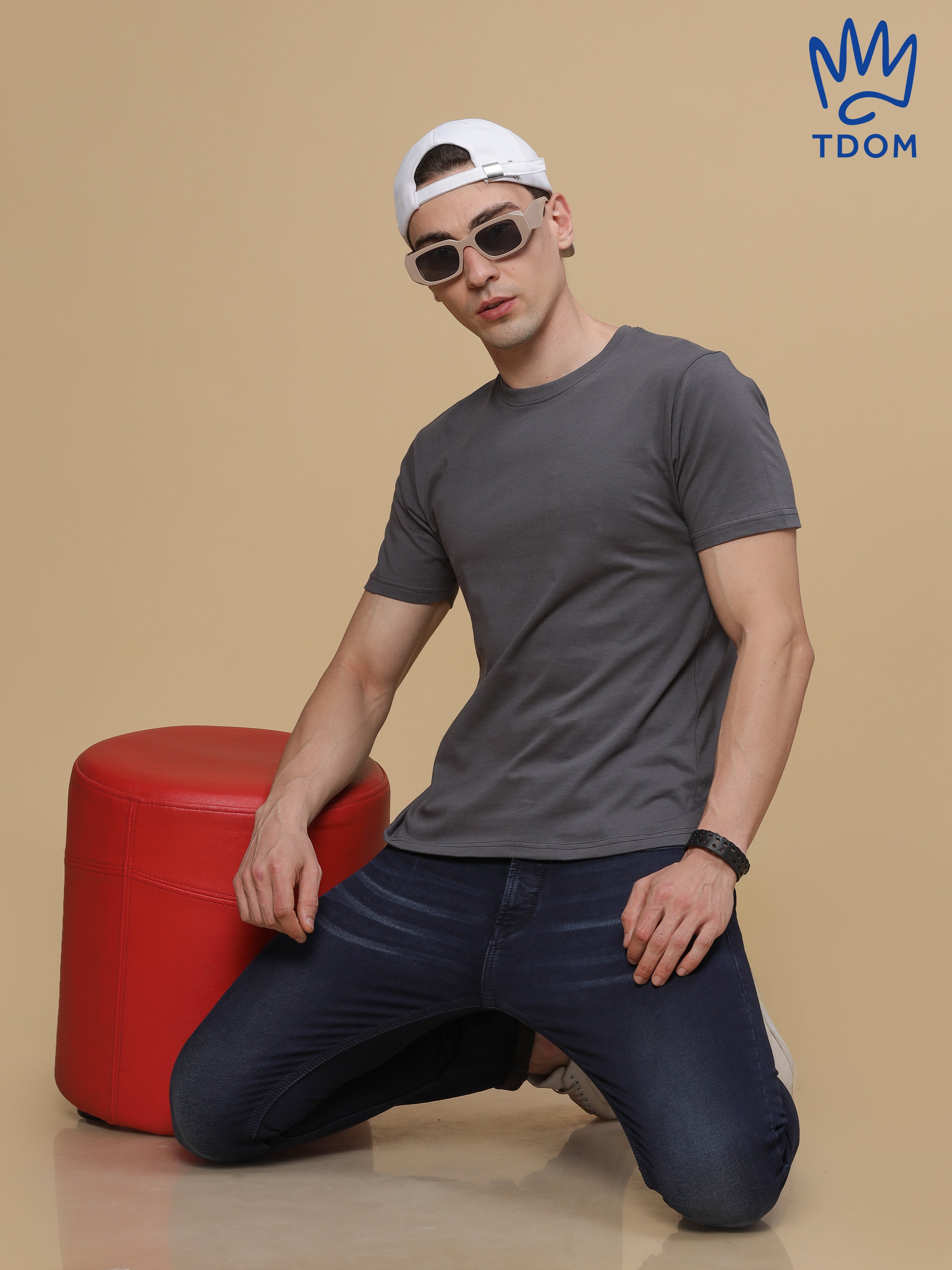 Charcoal Grey Round Neck Tshirt